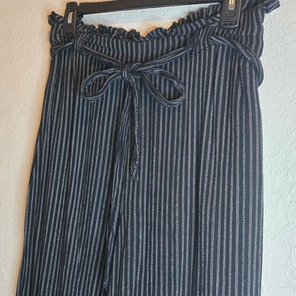 American Eagle Womens Medium Black Pants Loose Flowy Wide Legged Boho Striped - Picture 3 of 11